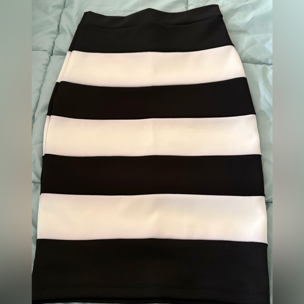 The Vintage Shop Black and White Striped Pencil Skirt
